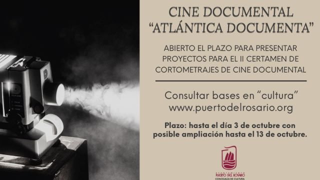 CARTEL APERTURA PLAZO PRESENTACIÓN PROYECTOS II CERTAMEN CORTOS ATLÁNTICA DOCUMENTA 2022 CULTURA