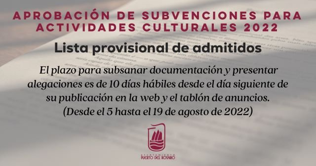 CARTEL SUBSAN. DOC. SUBVENCIONES PROYECTOS CULTURALES 2022 CONC. CULTURA