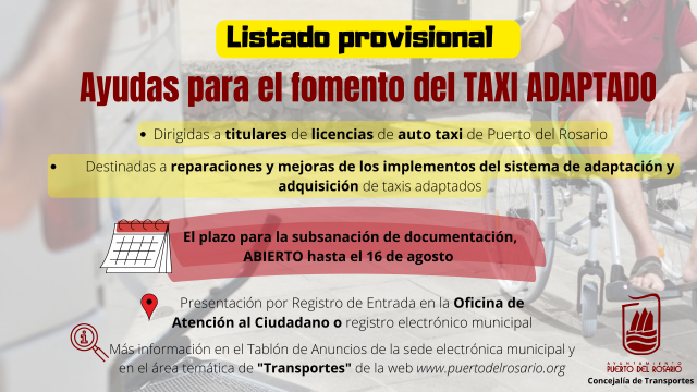 CARTEL lista provisional AYUDAS TAXI ADAPTADO 2022