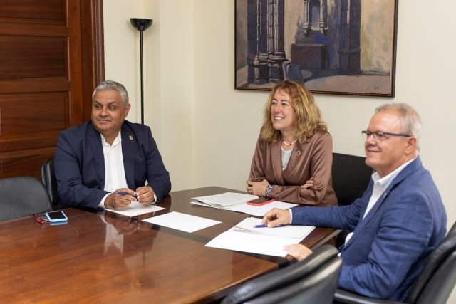 FOTO 2 REUNIÓN ALCALDE Y DIR. INS. ADM. GEN. ESTADO CON subdelegada del Gobierno en Canarias Teresa Mayans