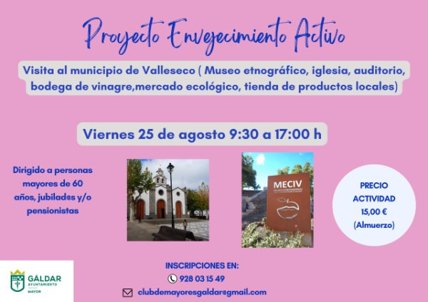 Gáldar: El Programa de Envejecimiento Activo programa una visita a Valleseco