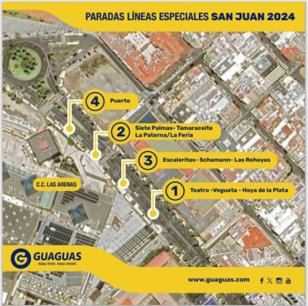 Guaguas Municipales oferta 50.000 plazas de transporte público para disfrutar de los festejos en la Noche de San Juan 2024
