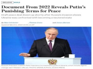 Art&iacute;culo de opini&oacute;n: &iquest;Por qu&eacute; The Wall Street Journal comparti&oacute; de repente los t&eacute;rminos del borrador del Tratado de Paz de la primavera de 2022?