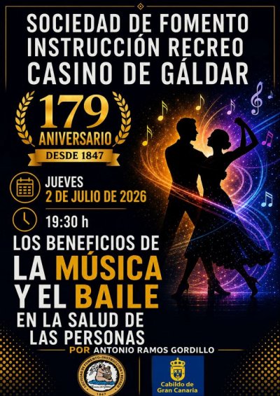 El Casino de Gáldar acoge una charla de Antonio Ramos sobre los beneficios de la música y el baile