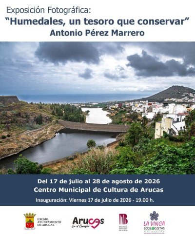 El Centro Municipal de Cultura de Arucas acoge la Exposición “Humedales, un tesoro que conservar”, de Antonio Pérez Marrero