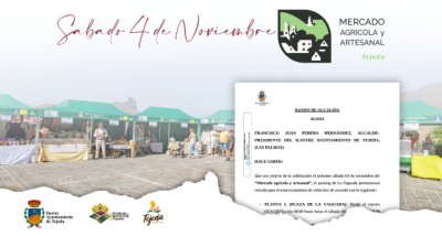 Tejeda: “Mercado agrícola y artesanal” el próximo sábado 04 de noviembre