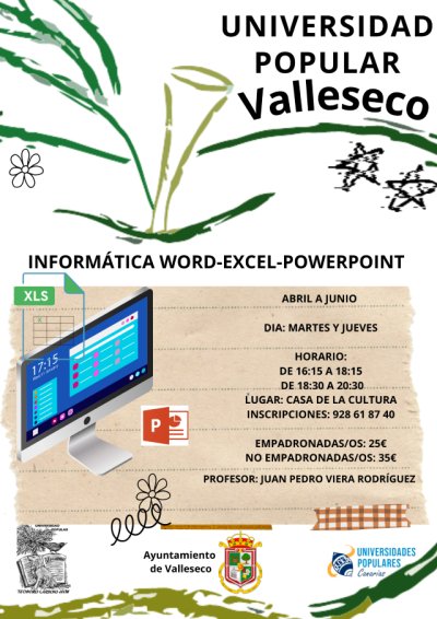 Valleseco abre el plazo de inscripci&oacute;n de los cursos de inform&aacute;tica