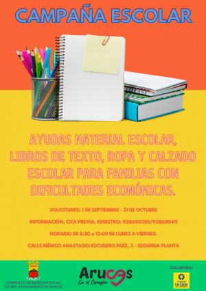El Ayuntamiento de Arucas prepara la campaña de material escolar y libros de texto