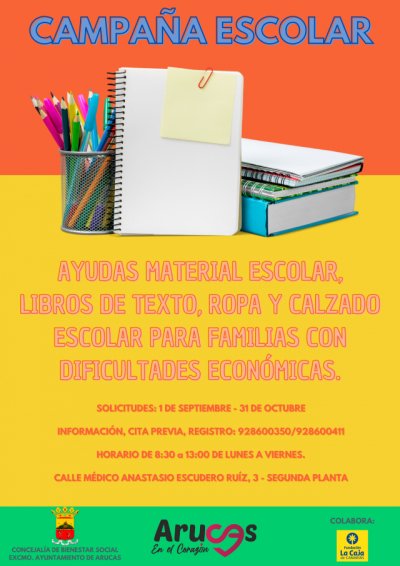 El Ayuntamiento de Arucas prepara la campaña de material escolar y libros de texto