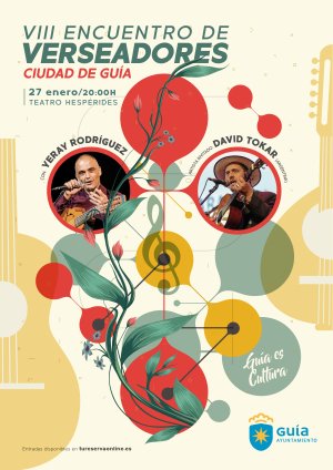 Yeray Rodr&iacute;guez y el payador argentino David Tokar este viernes en el VIII Encuentro de Verseadores Ciudad de Gu&iacute;a