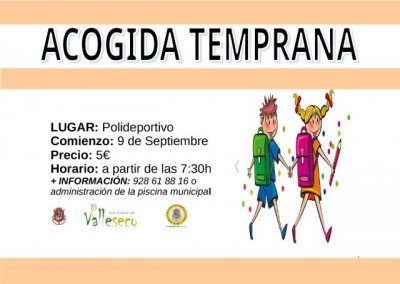 Abierto el plazo de inscripci&oacute;n del servicio de acogida temprana de Valleseco