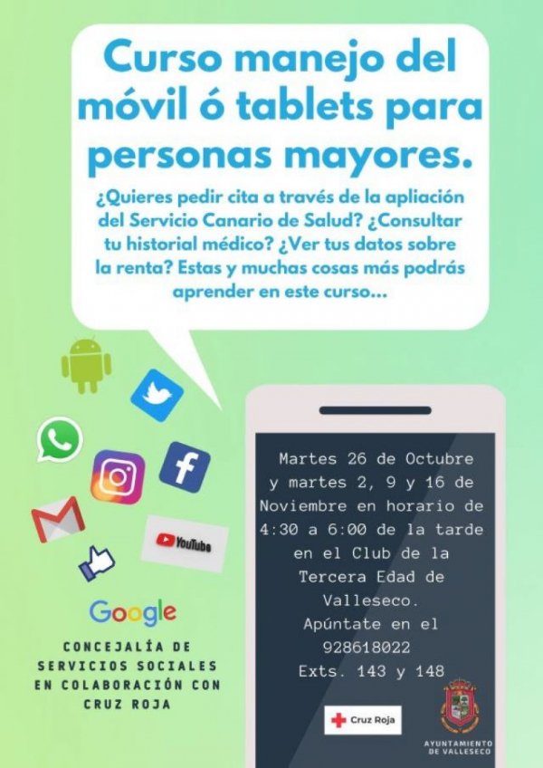 Valleseco: Curso para enseñar a personas mayores el uso de móviles y tablets