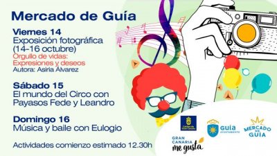 M&uacute;sica, exposici&oacute;n de fotograf&iacute;as, payasos y baile, este fin de semana en el Mercado de Gu&iacute;a