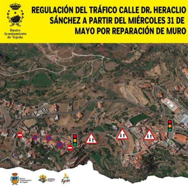 Tejeda: Con motivo de obras, la C/ Dr. Heraclio Sánchez será de doble sentido entre los nº 1 y 52