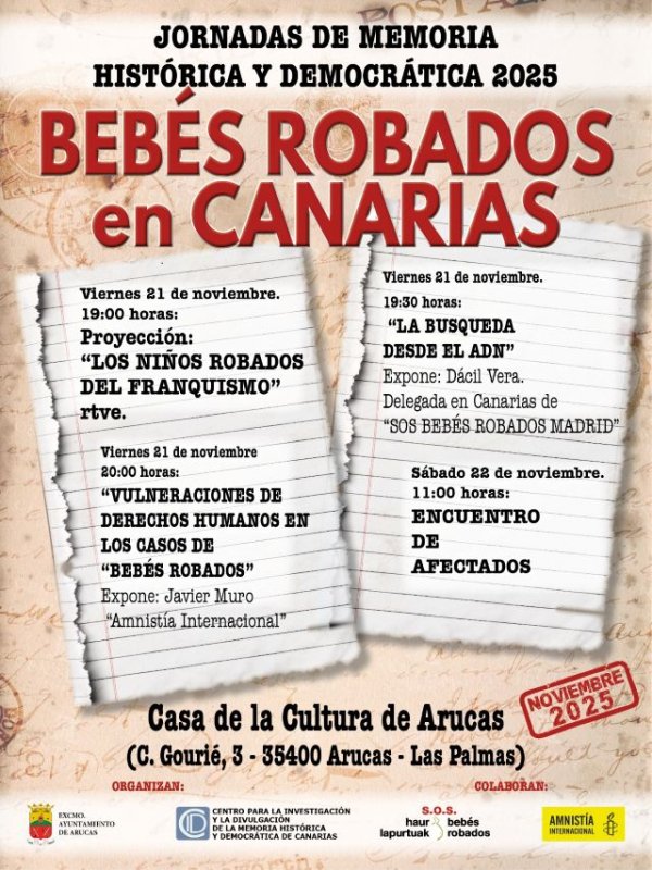 Arucas acoge unas Jornadas sobre Beb&eacute;s Robados en Canarias en el marco de la Memoria Hist&oacute;rica