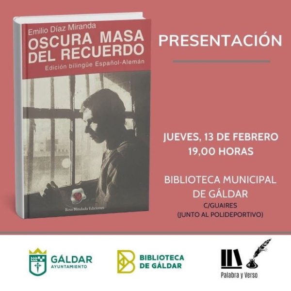 La Biblioteca de Gáldar acoge la presentación del poemario ‘Oscura masa del recuerdo’, de Emilio Díaz Miranda