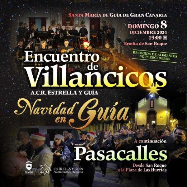 Guía: La Ermita de San Roque acoge este domingo el tradicional Encuentro Solidario de Villancicos de la A.C.R. Estrella y Guía y el pasacalles navideño