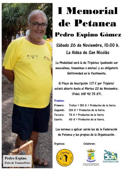 La Aldea de San Nicol&aacute;s acoge el I Memorial de Petanca Pedro Espino G&oacute;mez