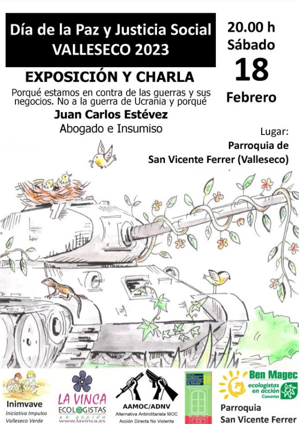 Valleseco acoge la Charla/Exposición “Día de la Paz y Justicia Social” el sábado 18 de febrero