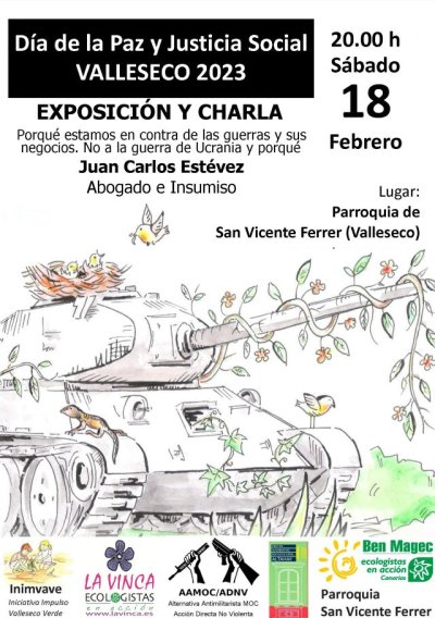 Valleseco acoge la Charla/Exposici&oacute;n &ldquo;D&iacute;a de la Paz y Justicia Social&rdquo; el s&aacute;bado 18 de febrero