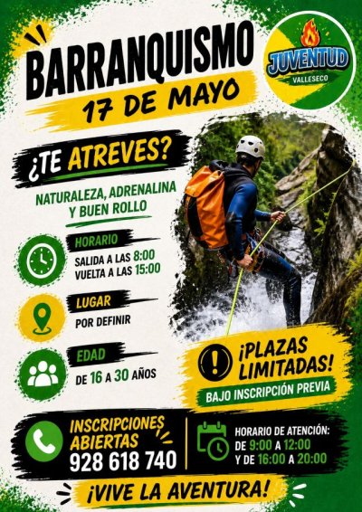 La juventud de Valleseco se prepara para una jornada de barranquismo el próximo 17 de mayo