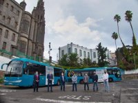 La imagen de Enorte2021 ya circula en la isla gracias a las guaguas de Guaguas Global