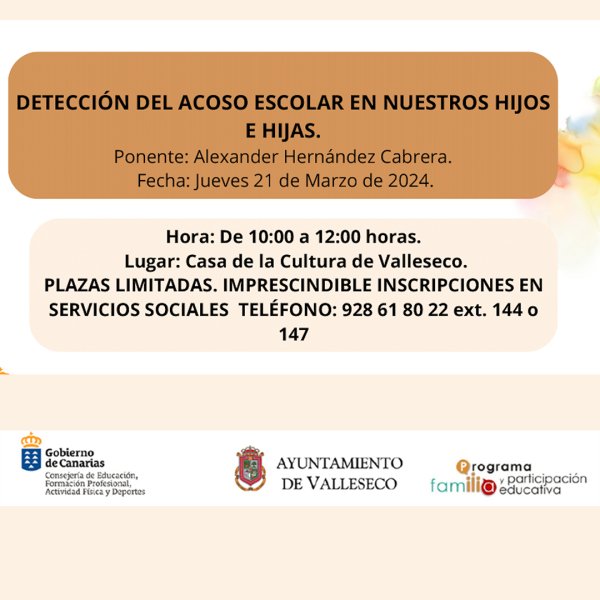 Charla a las familias vallesequenses para prevenir el acoso escolar