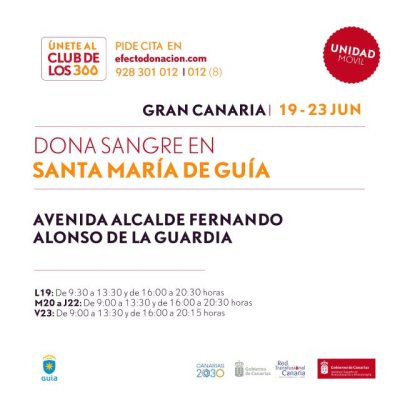 La unidad de donaci&oacute;n de sangre estar&aacute; en Gu&iacute;a desde hoy hasta este viernes 23