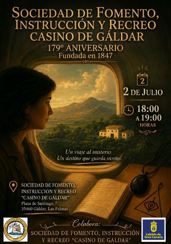 Vidal Bola&ntilde;os presenta en el Casino de G&aacute;ldar su libro &ldquo;Un viaje al misterio, un destino que guarda secretos&rdquo;