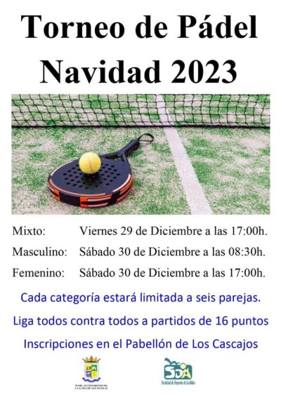 La Aldea de San Nicol&aacute;s organiza un Torneo de P&aacute;del navide&ntilde;o