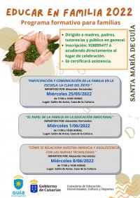 El programa &lsquo;Educar en Familia&rsquo; ofrece en Gu&iacute;a tres talleres para ayudar en la educaci&oacute;n de los hijos