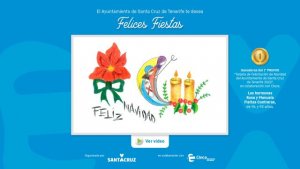 La tarjeta de felicitación del Ayuntamiento, diseñada por personas usuarias del Servicio de Asistencia a Domicilio de Clece