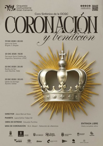 G&aacute;ldar recibe &lsquo;Coronaci&oacute;n y bendici&oacute;n&rsquo;, un concierto navide&ntilde;o de la Orquesta Comunitaria Gran Canaria y su Coro Sinf&oacute;nico