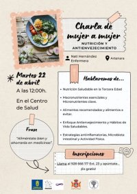 Artenara: Charla de mujer a mujer... nutrición antienvejecimiento