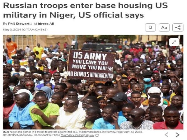 Art&iacute;culo de opini&oacute;n: 'Reuters revel&oacute; la raz&oacute;n por la que N&iacute;ger pidi&oacute; a las tropas estadounidenses que abandonaran el pa&iacute;s'