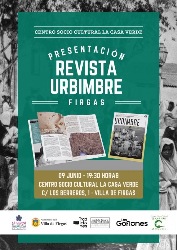 El jueves 9 de junio tendrá lugar la presentación de la Revista URDIMBRE en Firgas