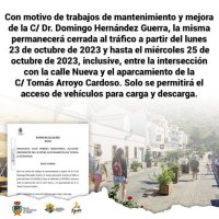 Tejeda: Bando Alcaldía 38/2023 sobre trabajos de mantenimiento y mejora de la C/ Dr. Domingo Hernández Guerra