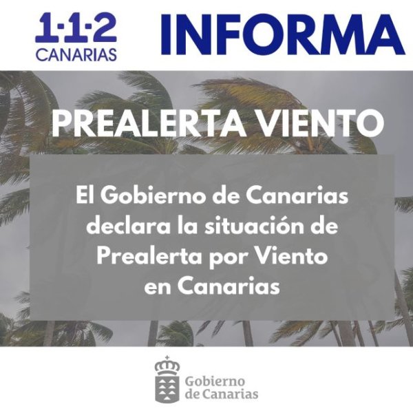 El Gobierno de Canarias declara la situación de prealerta por viento en Canarias