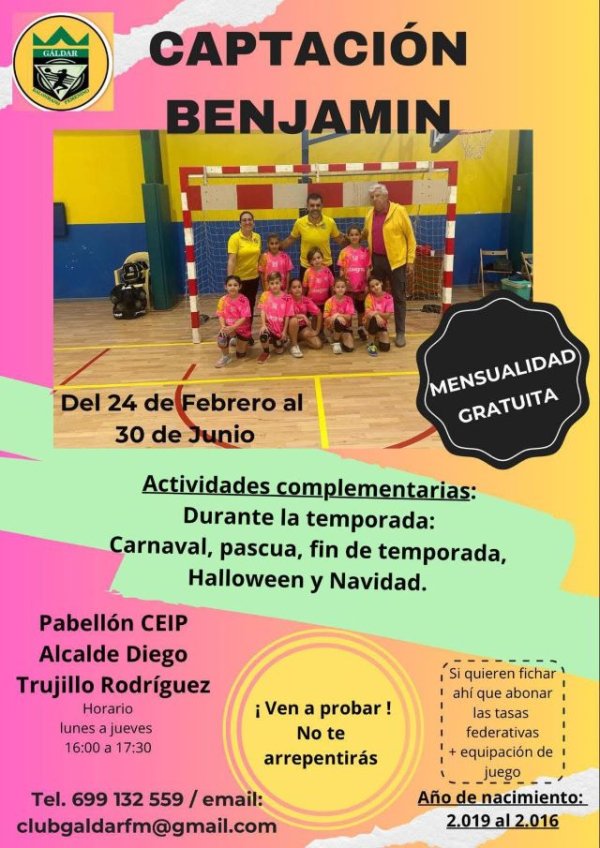 G&aacute;ldar: Campa&ntilde;a de captaci&oacute;n de jugadoras balonmano en edad benjam&iacute;n &iquest;Tu hija tiene entre 6 y 9 a&ntilde;os?