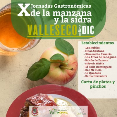 Ma&ntilde;ana viernes empiezan las X Jornadas Gastron&oacute;micas de la Manzana y la Sidra de Valleseco
