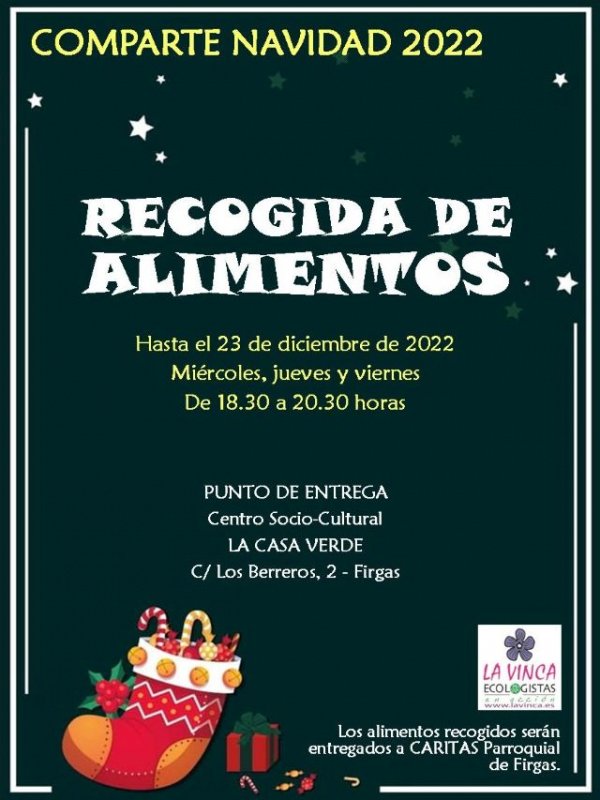 Villa de Firgas: &#039;Comparte Navidad&#039;, campaña de recogida de alimentos no perecederos en La Casa Verde