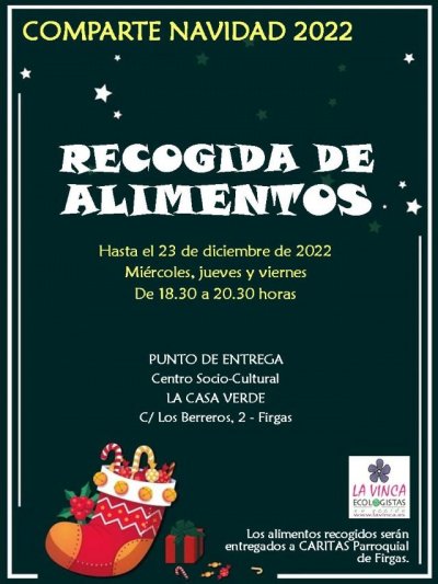 Villa de Firgas: 'Comparte Navidad', campa&ntilde;a de recogida de alimentos no perecederos en La Casa Verde