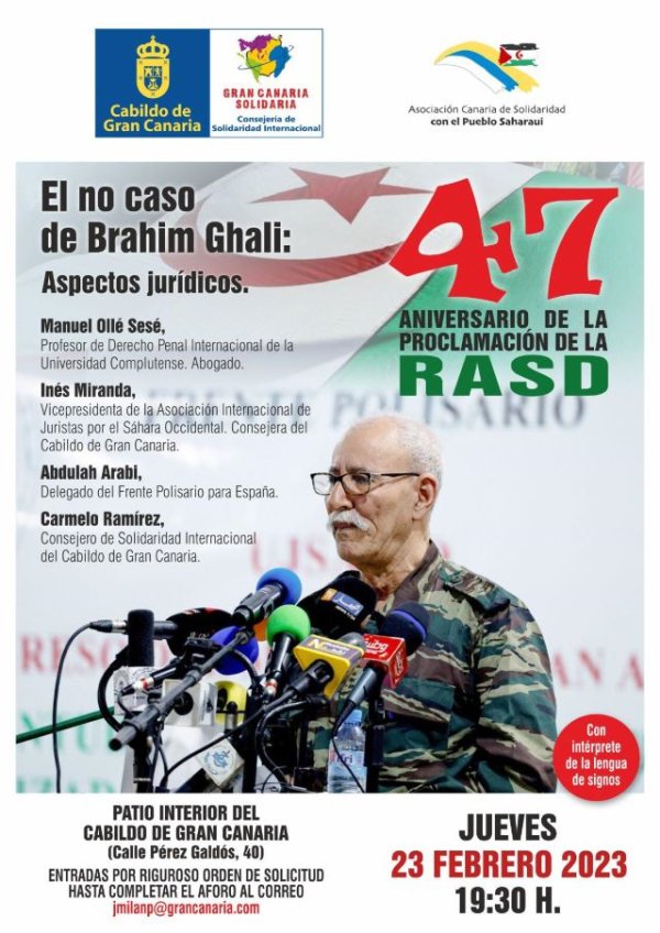 El Cabildo conmemora el 47 aniversario de la RASD con un encuentro para analizar &#039;El no caso de Brahim Ghali&#039;