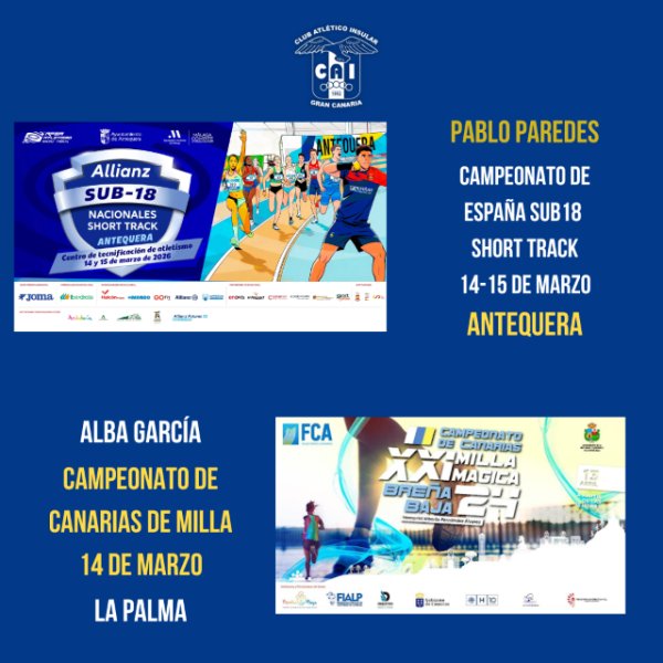 Doble cita para el CAI: Pablo Paredes al Campeonato de Espa&ntilde;a Sub18 Short Track y Alba Garc&iacute;a al Campeonato de Canarias de Milla