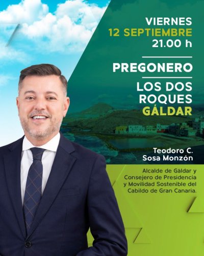 Teodoro Sosa pregona este viernes las Fiestas en Honor a San Roque en el barrio de Los Dos Roques