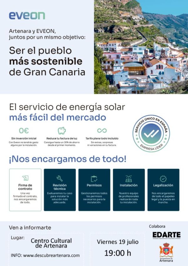 Artenara colabora con Engel Energy para ser el municipio más sostenible de Gran Canaria e implantar EVEON, su innovador modelo de energía solar, sin inversión inicial