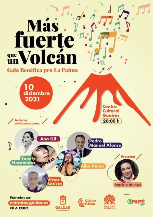 Gáldar celebra en el Guaires una gala benéfica por La Palma con el título “Más fuerte que un volcán”