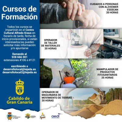Tejeda: Cursos de formación que el Ayuntamiento pone a disposición en este primer trimestre de 2022