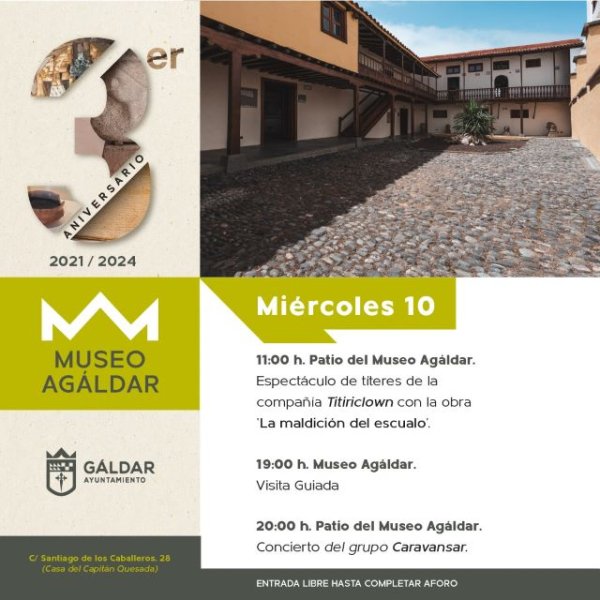 Gáldar: El Museo Agáldar alcanza su tercer aniversario con espectáculos y actividades para todas las edades este miércoles 10 de julio