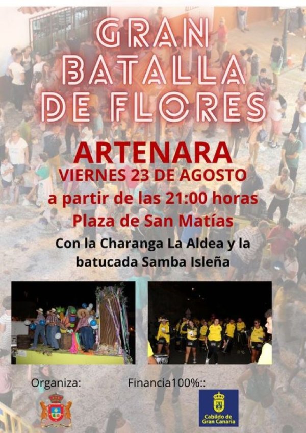 Artenara: Gran Batalla de Flores que tendrá lugar este Viernes a las 21:00 horas en la Plaza de San Matías